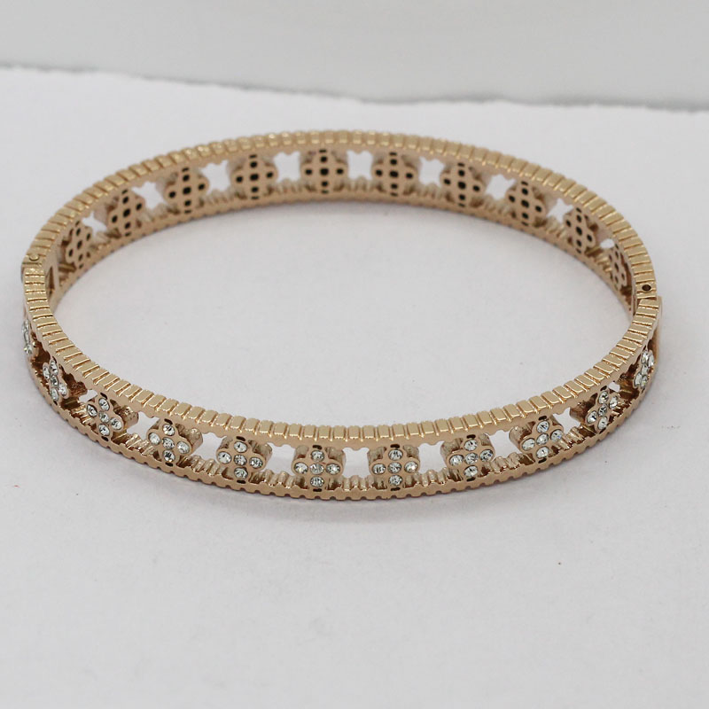 定制韓版玫瑰金手鐲 幸運(yùn)四葉草鑲鉆手環(huán)